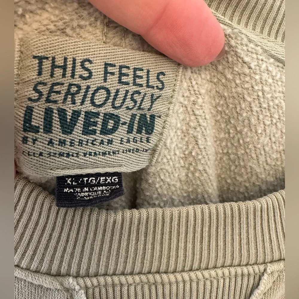 American Eagle AE Big Hug Light Green Graphic Sweatshirt - Picture 5 of 6